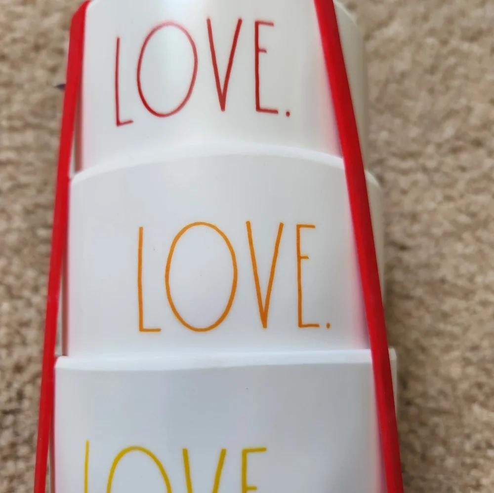 Rae Dunn Valentines LOVE melamine cups rainbow colors NWT